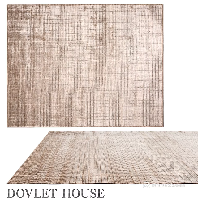 Square Carpet with Grid Pattern Soft Beige Texture for Modern Living Room Decor 3d model 