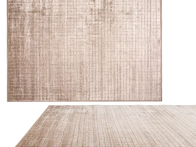 Square Carpet with Grid Pattern Soft Beige Texture for Modern Living Room Decor 3d model