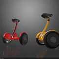 Stylish Two Colored Red And Yellow Electric Hoverboards With Handlebar Design