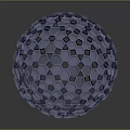 Metallic Sphere With Hexagonal Blue Silver Pattern And Reflective Surface