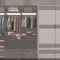 Modern Wardrobe Interior With Sliding Doors Storage Drawers And Hanging Rails
