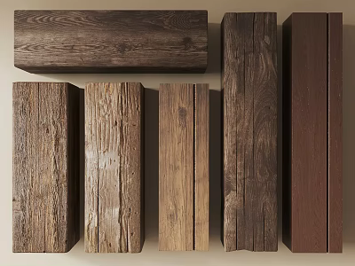 Natural Stone Wood Planks Display With Various Textures And Color Tones 3d model