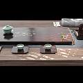Elegant Traditional Chinese Tea Set Featuring Wooden Tray Teapot And Ceramic Cups