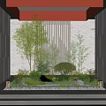 Indoor Miniature Garden Feature With Green Trees Shrubs Stone Decor And Modern Lighting