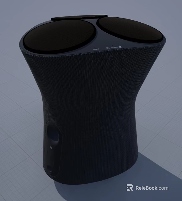 Modern Black Headphone Speaker With Dual Circular Tops And Textured Surface 3d model 