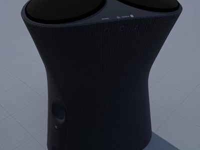 Modern Black Headphone Speaker With Dual Circular Tops And Textured Surface 3d model
