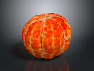Peeled Orange With Vibrant Orange Color And Textured Skin On Gray Background 3d model