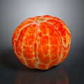 Peeled Orange With Vibrant Orange Color And Textured Skin On Gray Background
