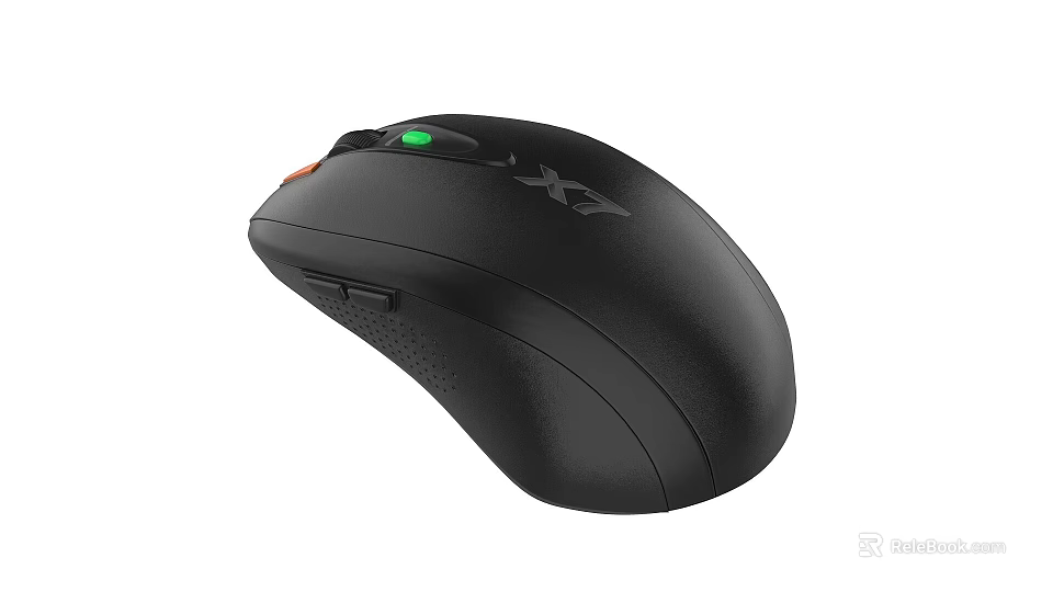 Black Gaming Mouse With X7 Logo Green And Orange Buttons Design 3d model 