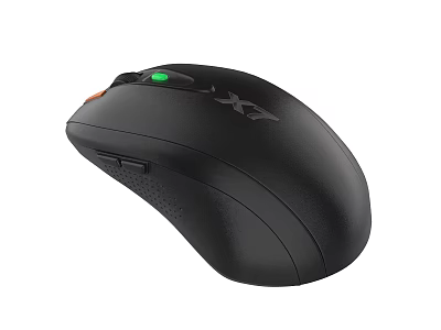 Black Gaming Mouse With X7 Logo Green And Orange Buttons Design 3d model