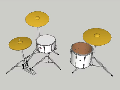 Complete Drum Set Musical Instrument with Cymbals Stands and Pedal Design 3d model