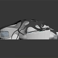 Cartoon Scene Featuring Futuristic Abstract Structure Gray White Body Blue Details Reflective Surface Dark Background