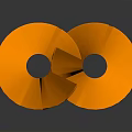 Orange Layered Leaf Like Structure With Metallic Shiny Surface And Reflective Base