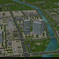 Aerial Urban Planning View With High Rise Buildings River And Green Spaces