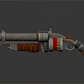 Sci Fi Weapon 3D Model With Mechanical Design Metal Texture Brown Grip And Red Components 3d model