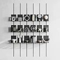 Modern Minimalist Storage Shelving Units With Geometric Shapes And Curved Design In Black White Gray