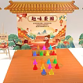 Traditional Style Interactive Area With Backdrops Drums Easels And Colorful Cones 3d model