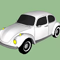 Classic White Volkswagen Beetle Car Exterior With Blue Sky And Green Grass