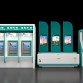 Self service Terminal Equipment With Multiple Kiosks And Digital Display Screens