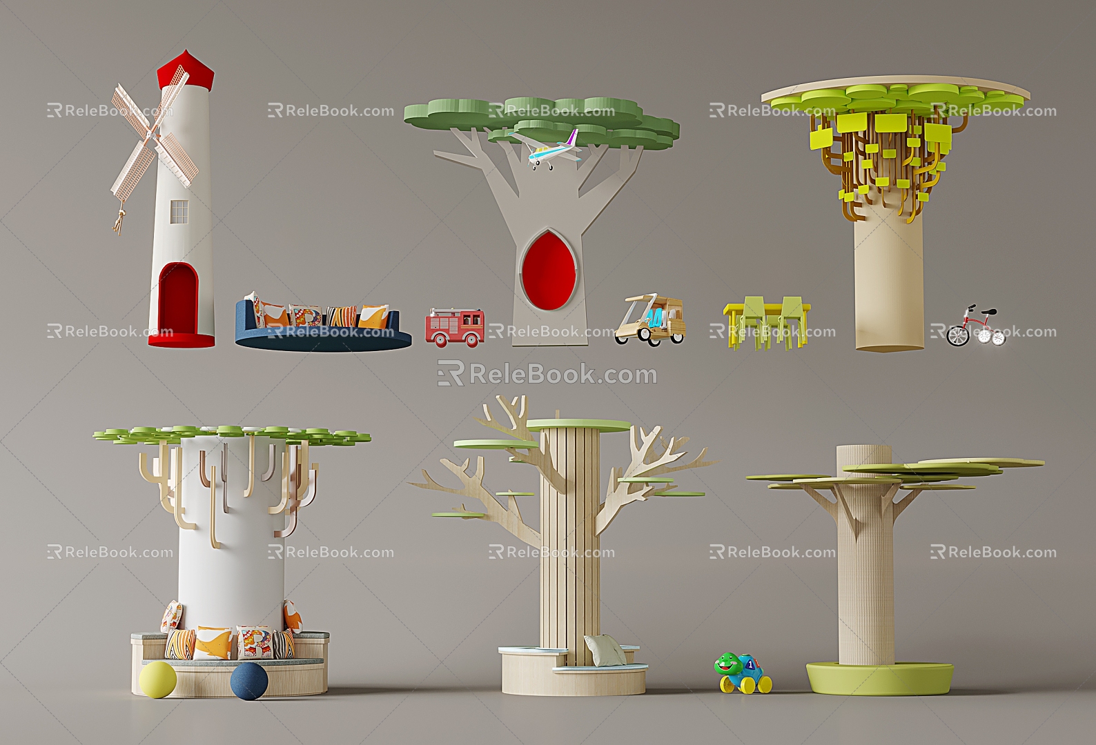 Modern Column Special-shaped Column Interior Decoration Column Library Reading Room Beard Creative Landscape Modeling Column Children's Space Decoration Column Lighthouse Car Modeling Column model