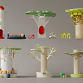 Modern Column Special-shaped Column Interior Decoration Column Library Reading Room Beard Creative Landscape Modeling Column Children's Space Decoration Column Lighthouse Car Modeling Column 3d model