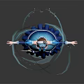 Enchanting Game Movie Character With Blue White Hair Blue Dress And Magical Floating Ribbons