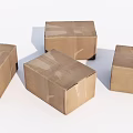 Four Brown Taped Cartons on White Background for Packaging