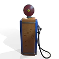 Vintage Blue And Orange Fuel Pump With Red Dome Top And Fuel Hose