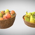 Wicker Baskets Filled With Fresh Fruits Apples Peaches Pears Mangoes And Bananas Home Kitchen Essentials