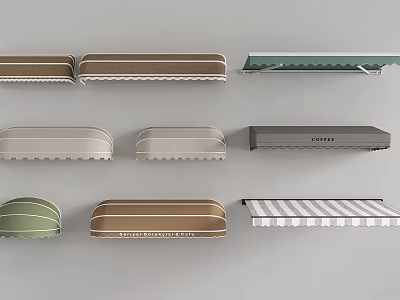 Various Outdoor Awnings with Different Colors and Stylish Designs 3d model