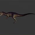 Purple And Brown Theropod Dinosaur With Open Mouth In Walking 3D Model Pose