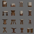 Various Wooden Stools With Different Shapes And Modern Design For Home Decor