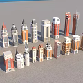 Various Modern And Classic Architectural Towers With Different Designs And Colors