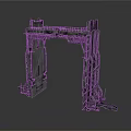 Industrial Metal Frame Structure With Tall Support Columns Cross Beams And Platform