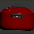 Red Cooking Pot With Perforated Lid And Two Side Handles For Kitchen Use