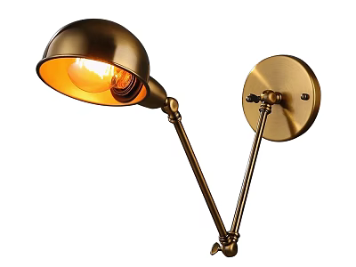 Brass Wall Sconce with Adjustable Arm and Dome Shade for Warm Lighting 3d model