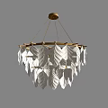 Elegant White Feather Shaped Chandelier with Wooden Frame for Home Decor