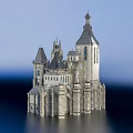 Ancient Architecture Historic Castle Style With Spires Towers Arched Windows And Stone Details