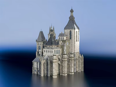 Ancient Architecture Historic Castle Style With Spires Towers Arched Windows And Stone Details 3d model