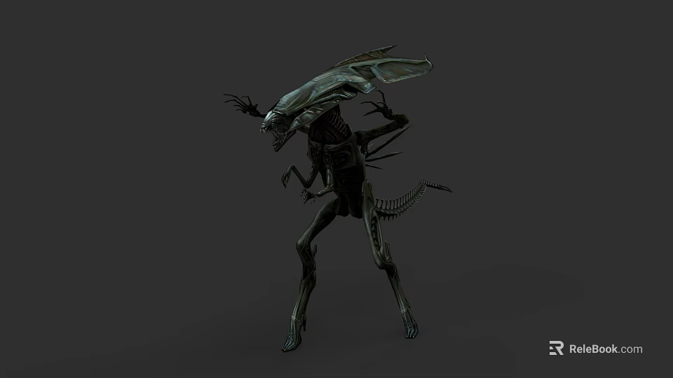 Menacing Sci Fi Game and Movie Character With Exoskeleton Sharp Claws and Elongated Limbs 3d model 