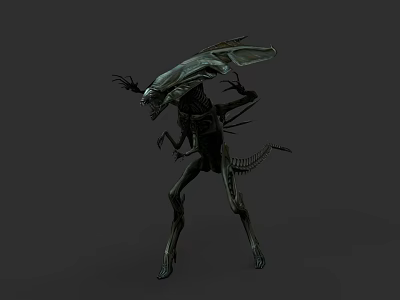 Menacing Sci Fi Game and Movie Character With Exoskeleton Sharp Claws and Elongated Limbs 3d model