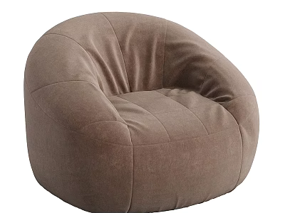 Modern Brown Velvet Ottoman Sofa Stool With Round Shape And Comfortable Design 3d model