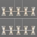 Modern Ribbed Glass Chandelier With Five Light Linear Hanging Design 3d model