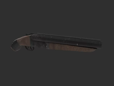 Classic Double Barreled Shotgun With Wooden Stock And Black Barrel 3d model