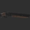 Classic Double Barreled Shotgun With Wooden Stock And Black Barrel