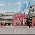 Modern Mall Interior Pink Photo Spot With Glass Structure And Arch Design