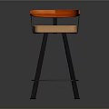 Modern Bar Stool With Orange Red Backrest Beige Seat Cushion And Black Metal Frame