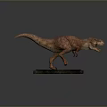 Realistic Brown T Rex Dinosaur Model Standing On Black Display Base 3d model