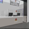 Modern Police Service Hall With Reception Desk And Official Service Counter