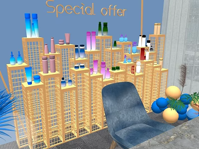 Commercial Cosmetic Display Racks With Special Offer And Decorative Elements 3d model